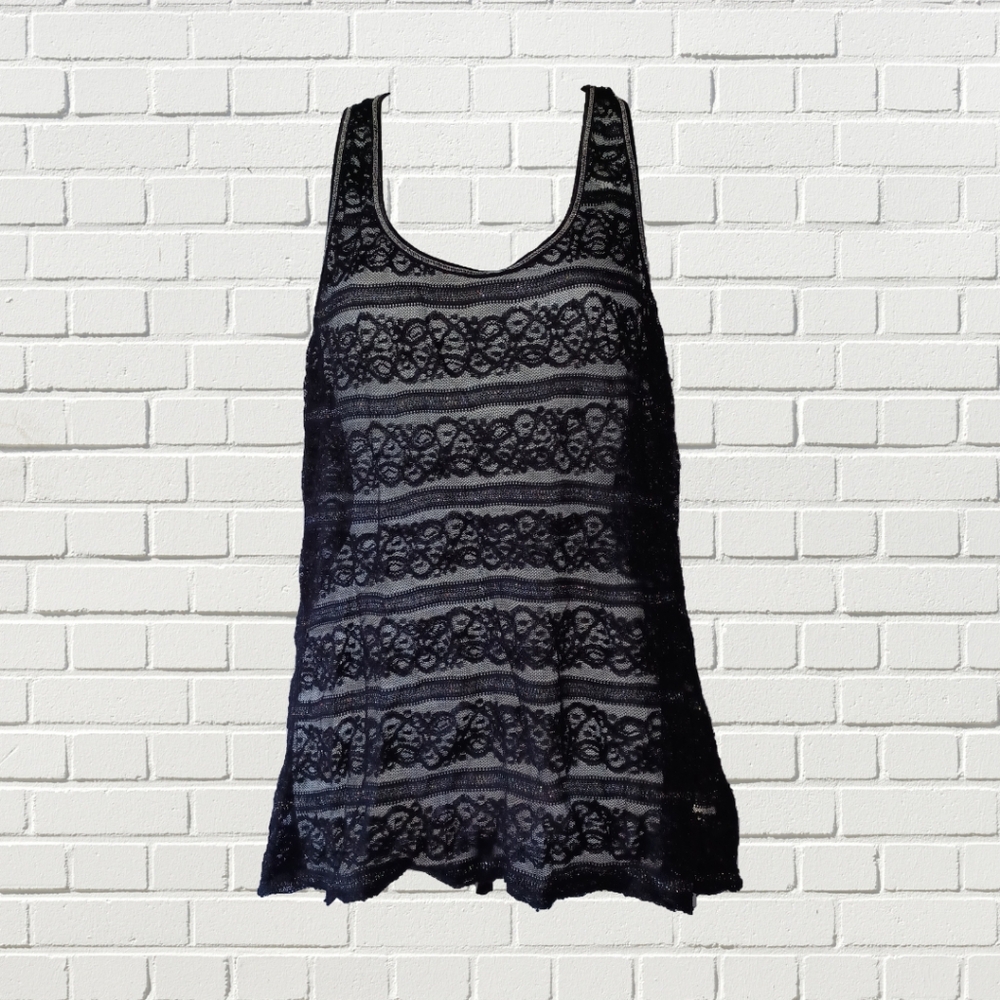 Lace and Silver Tinsel Tank Top
